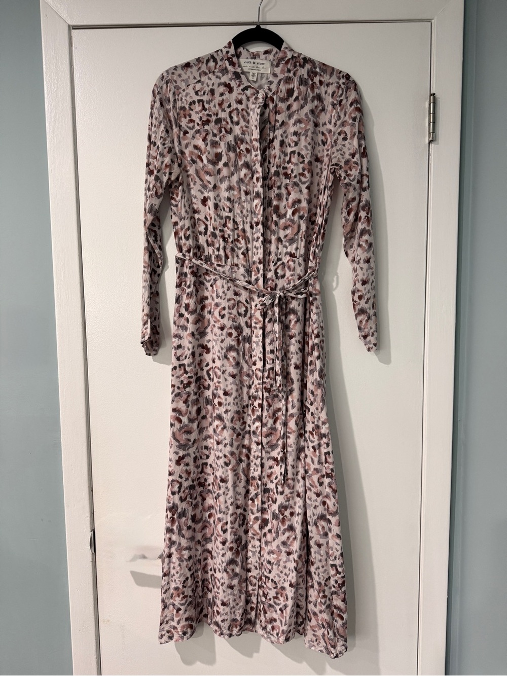 Cloth & Stone Anthropologie Floral Maxi Shirt Dress Belted Size Small